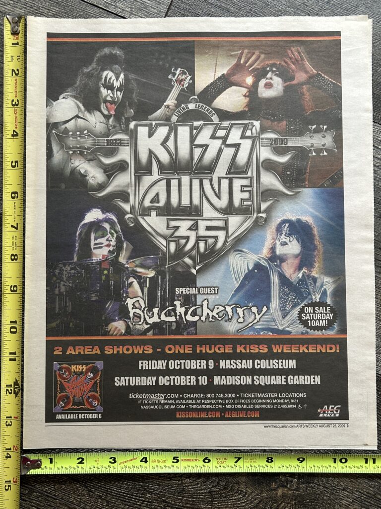 KISS Concert Ad Alive 35 Tour MSG NY Nassau Coliseum NY Oct 2009 Vintage Kiss