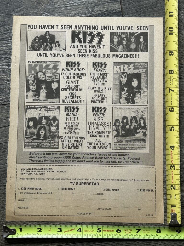 KISS Ad Advert Teen Kiss Magazine Specials Order Form Vintage Kiss Aucoin Era