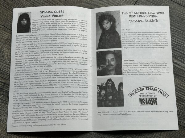 KISS Program 9th NY Kiss Convention VINNIE VINCENT Wicked Lester 1995 Vintage