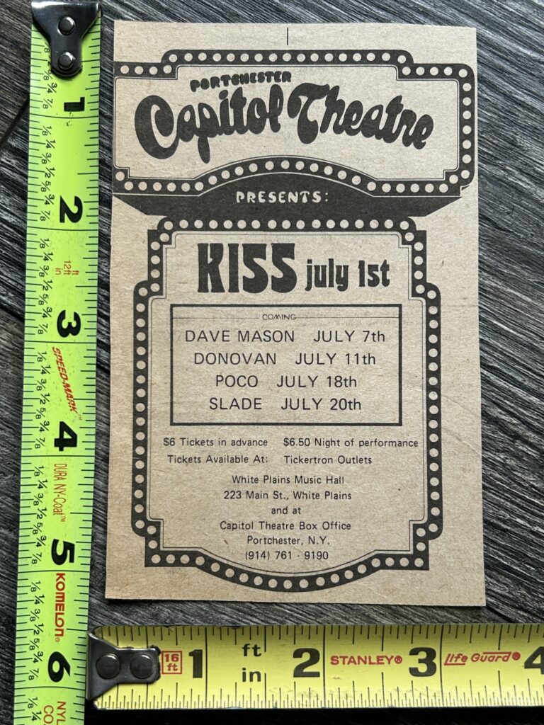 KISS Concert Ad Dressed To Kill Capitol Theatre Portchester NY Vintage Aucoin