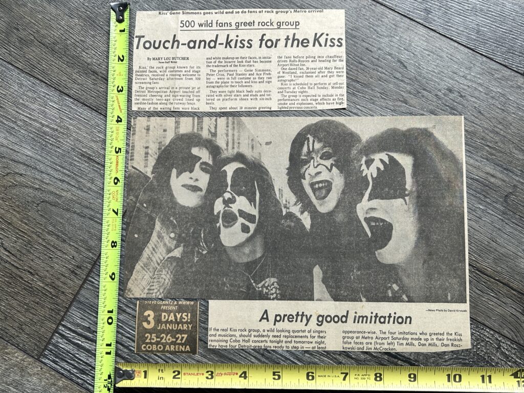 KISS Concert Ad Clipping Alive Tour Jan 1976 Cobo Detroit Vintage Kiss Aucoin