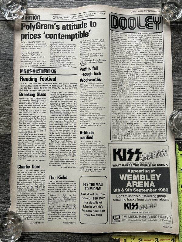 KISS Concert Ad Unmasked Tour Wembley Arena UK Sept 8 9 1980 Vintage Kiss Aucoin