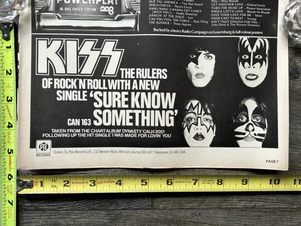 KISS Ad Advert Dynasty Sure Know Something Vinyl Single UK Pye Vintage Aucoin
