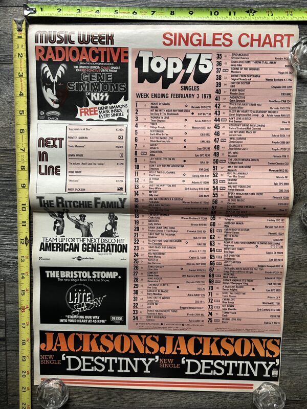 KISS Poster Ad Advert GENE SIMMONS 1978 Solo Album Singles Chart UK Aucoin