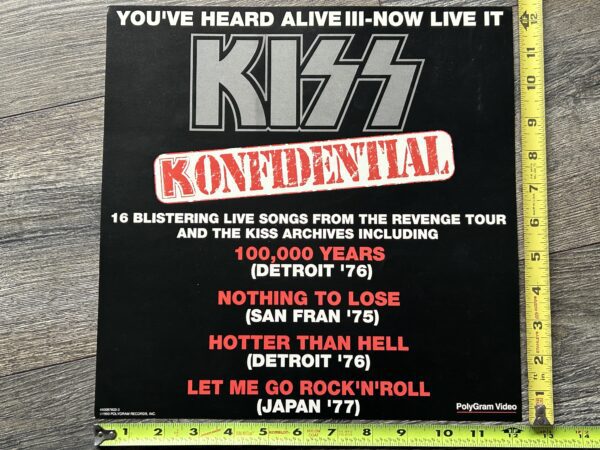 KISS Promo Flat Store Display KISS KONFIDENTIAL VHS Revenge Concert Vintage Kiss