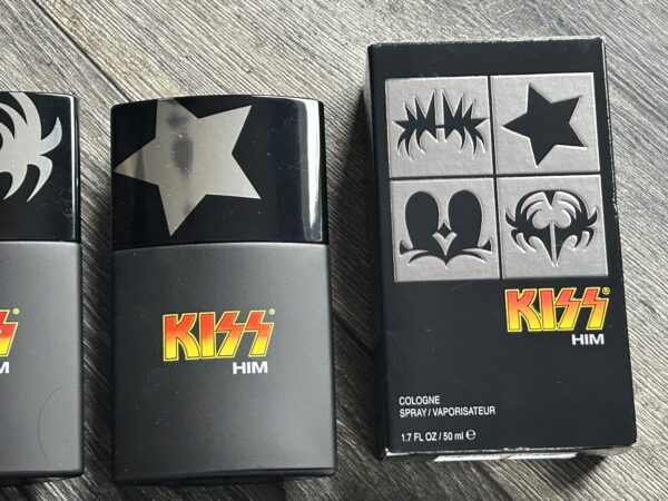 KISS Him Cologne 4pc Set Gene Paul Peter Ace 1.7oz Unused 2006 Kiss Memorabilia