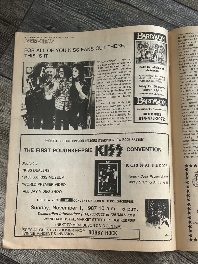 KISS Magazine Music Machine Poughkeepsie NY Kiss Convention Ad 1987 Vintage Kiss