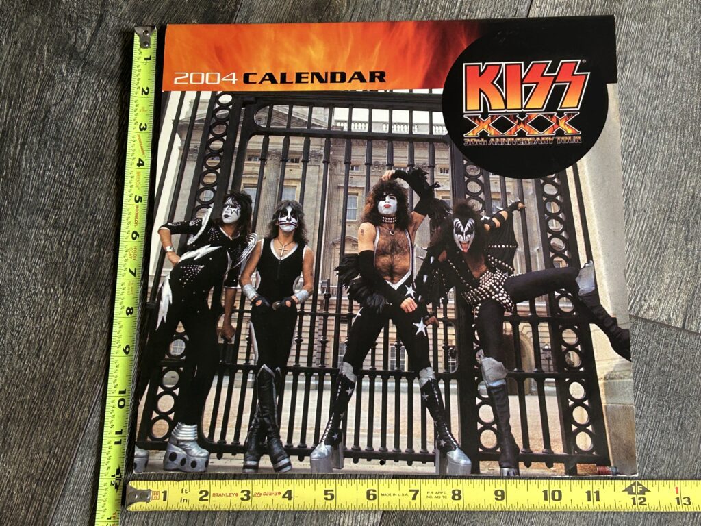 KISS Calendar 2004 30th Anniversary Tour Vintage Kiss Memorabilia 1974 to 2000