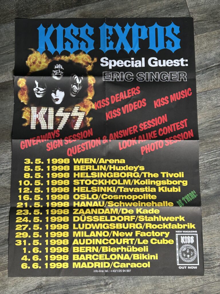 KISS Poster European Kiss Expo Convention Tour 1998 ERIC SINGER Vintage Kiss
