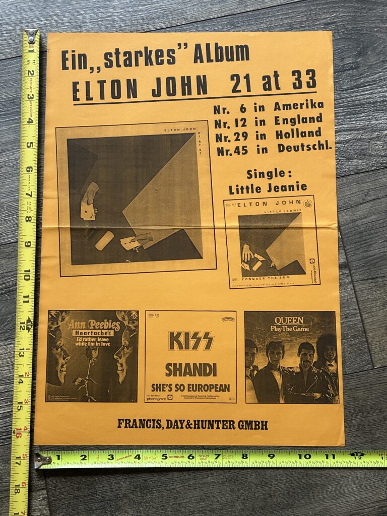 KISS Poster Promo Shandi She's So European Vinyl Single Vintage Kiss Aucoin 1980