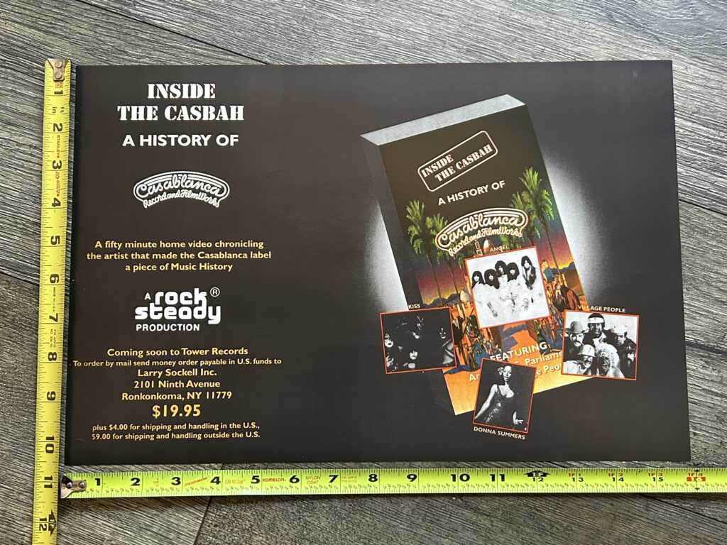 KISS Poster Promo Inside The Casbah History Of Casablanca Records Bogart Aucoin