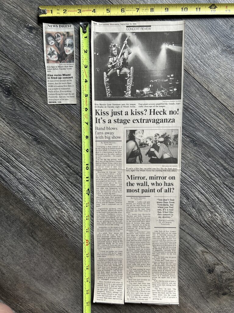 KISS Concert Ad Review Clipping Alive Reunion Tour Miami 1996 Vintage Kiss