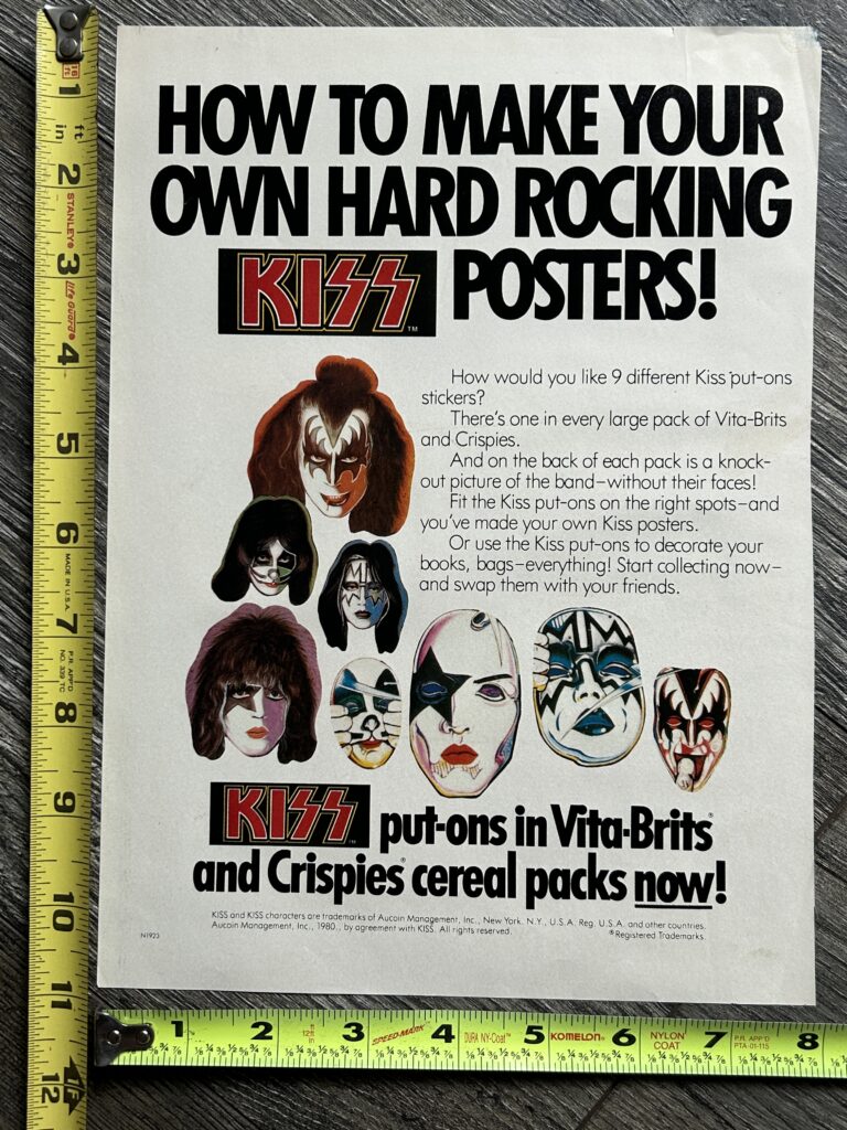 KISS Ad Kiss Put-Ons Vita-Brits Cereal Australia 1980 Vintage Kiss Aucoin B