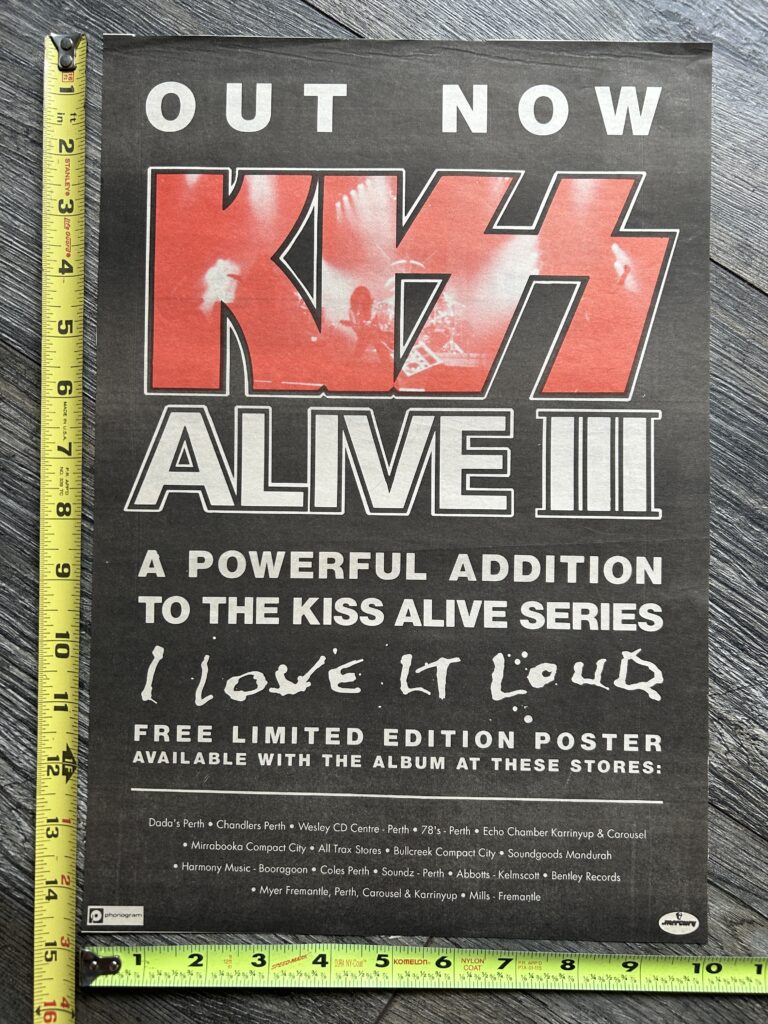 KISS Ad Advert Alive 3 I Love It Loud Revenge Australia Vintage Kiss Memorabilia