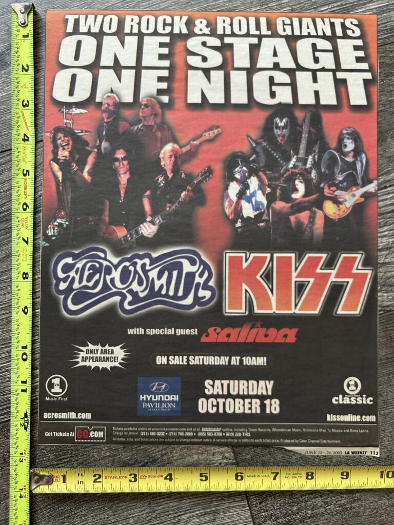 KISS Concert Ad Tour San Bernardino CA Oct 18 2003 Vintage Kiss Aerosmith