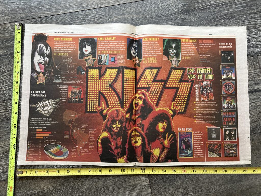 KISS Concert Poster Ad Alive 35 Tour Peru April 14 2009 13.5x22.5 Vintage Kiss A