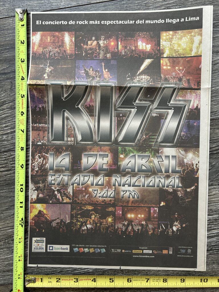 KISS Concert Ad Advert Alive 35 Tour Peru April 14 2009 10x14.5 Vintage Kiss D
