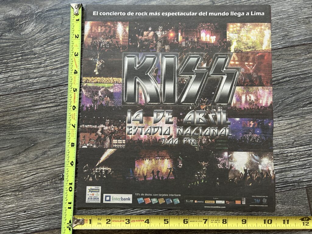 KISS Concert Ad Advert Alive 35 Tour Peru April 14 2009 10.5x11 Vintage Kiss E