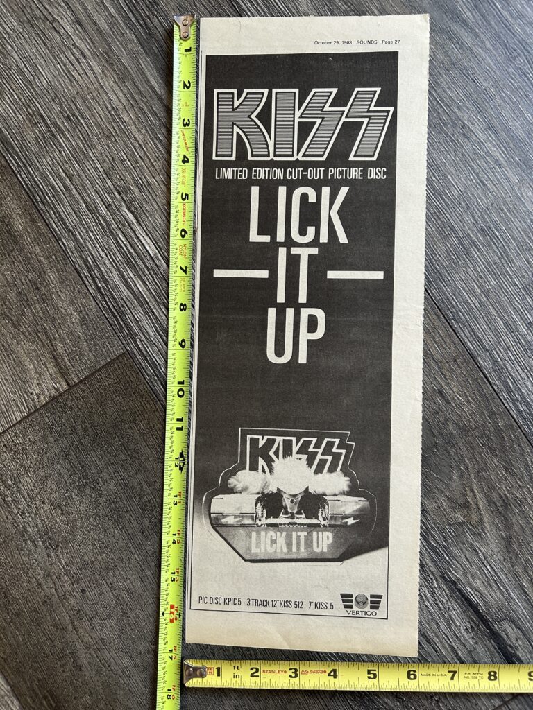 KISS Ad Lick It Up Ltd Tank Vinyl Pic Disc 1983 Vintage Kiss Memorabilia