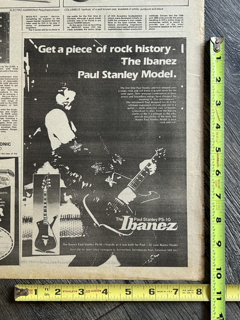 KISS Ad Paul Stanley Iceman PS-10 Ibanez Guitar 1979 Vintage Kiss Aucoin
