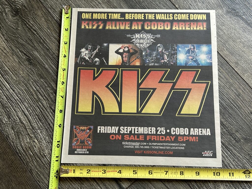 KISS Concert Ad Alive 35 Tour Cobo Detroit Sept 25 2009 Vintage Kiss Memorabilia