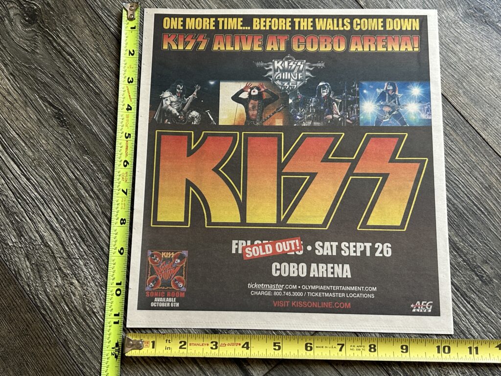 KISS Concert Ad Alive 35 Tour Cobo Detroit Sold Out Sept 25 26 2009 Vintage Kiss