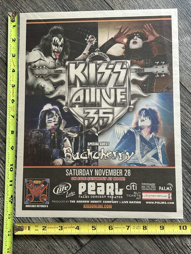 KISS Concert Ad Alive 35 Tour Las Vegas NV Nov 28 2009 Vintage Kiss Memorabilia