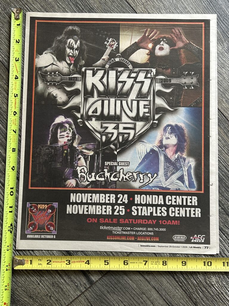KISS Concert Ad Alive 35 Tour Los Angeles CA Nov 24 Anaheim Nov 25 Vintage Kiss