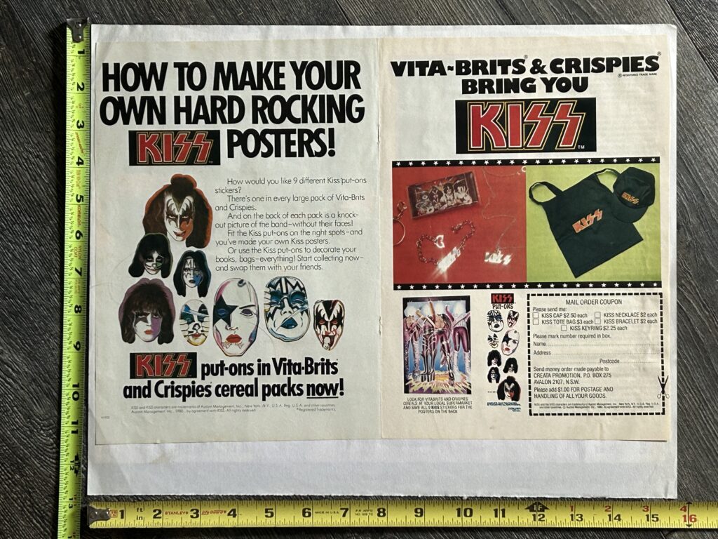 KISS Ad Advert Vita-Brits Cereal 1980 Aussie Scrapbook Page Vintage Kiss Aucoin