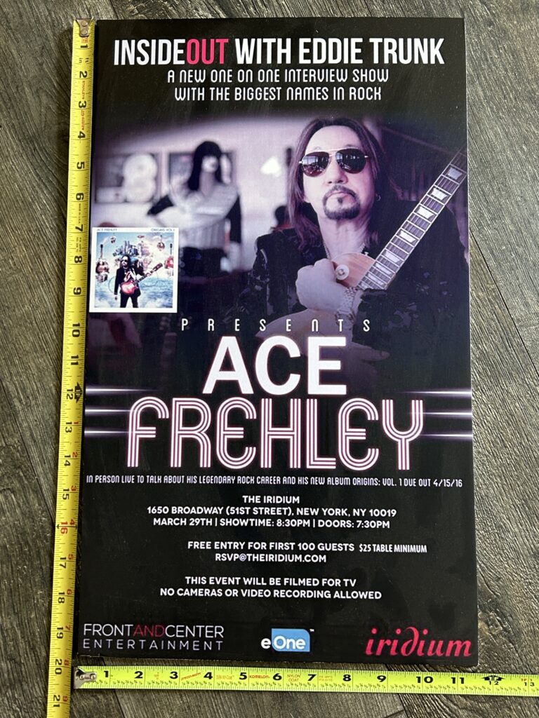 Kiss Poster Promo Display ACE FREHLEY Inside Out Eddie Trunk Origins Vol 1 Promo