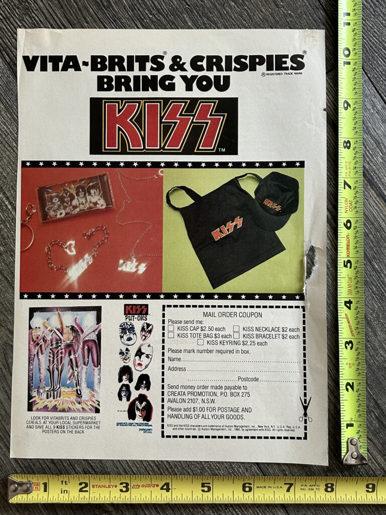 KISS Ad Advert Vita-Brits Aussie Memorabilia 1980 Australia Aucoin Vintage Kiss