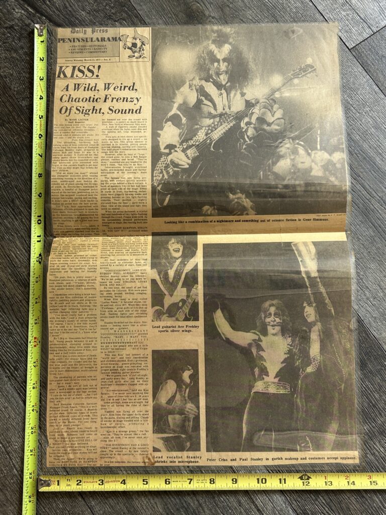 KISS Clipping Poster Rock And Roll Over Tour VA Concert Mar7 1977 Vintage Aucoin
