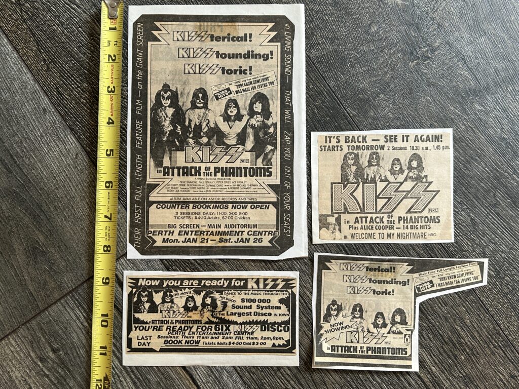 KISS Meets The Phantom Ad Advert 4pc Lot Australia Movie Vintage Kiss Aucoin