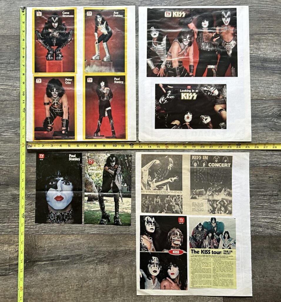 KISS Clippings Pin Up Lot Australia TV Guide Scrapbook Pages Vintage Kiss Aucoin