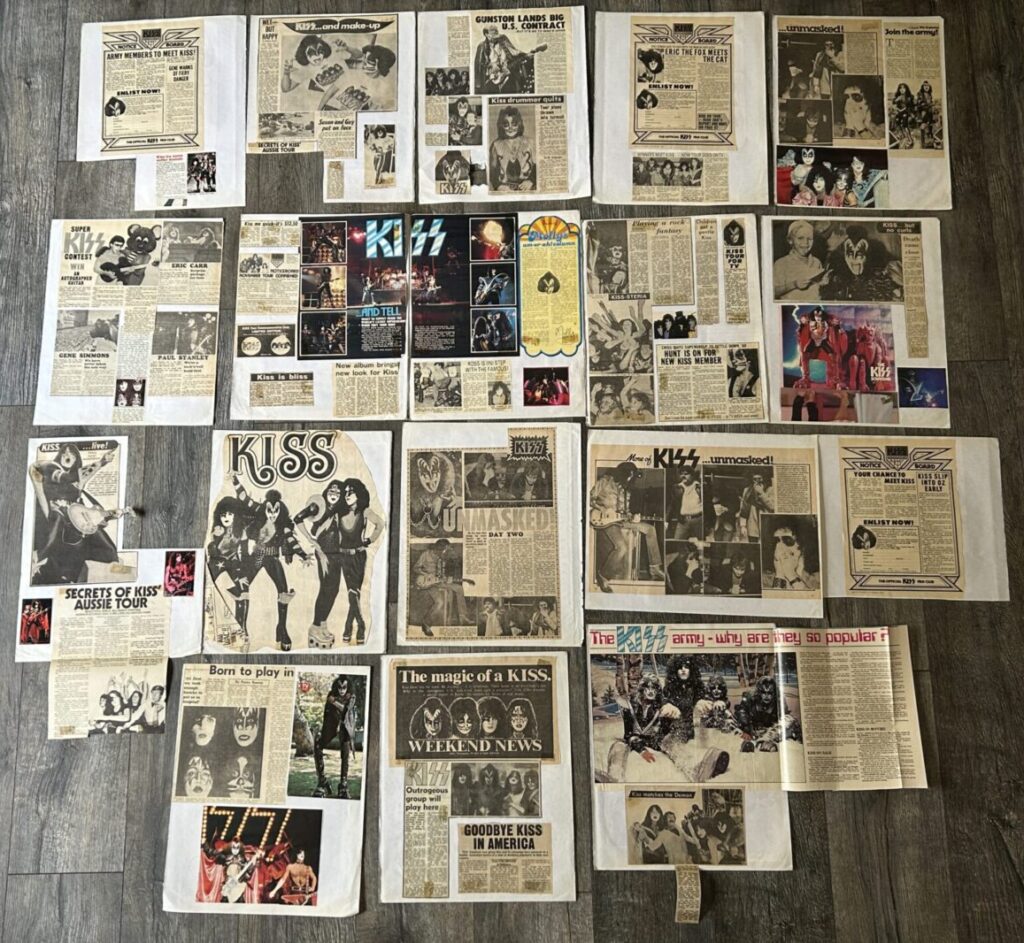 KISS Clippings Australia Lot Scrapbook Newspaper Articles Vintage Kiss Aucoin