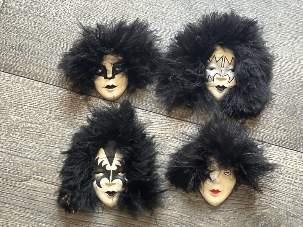 KISS Pin Set Ceramic Mask Faces Eric Carr Gene Paul Ace Vintage Kiss Memorabilia
