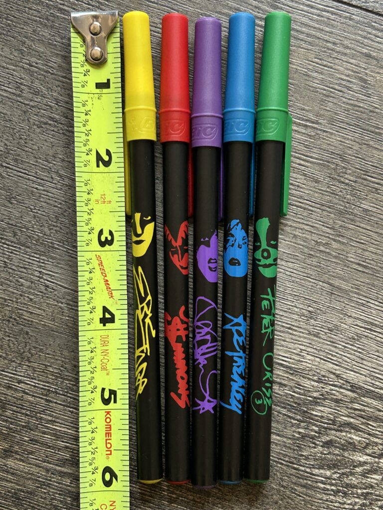 KISS Ballpoint Pen 5pc Set Large Signature Versions Vintage Kiss Memorabilia