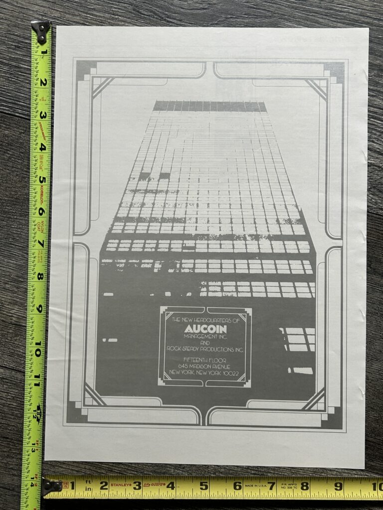 KISS Ad Aucoin Management New Headquarters NYC 1976 Vintage Kiss Memorabilia