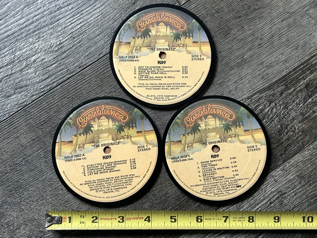 KISS Coaster Lot Originals Vinyl Spindle Barware Vintage Kiss Memorabilia Aucoin