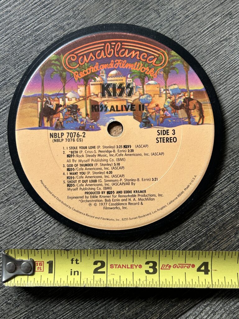 KISS Coaster Alive 2 Vinyl Spindle Barware Vintage Kiss Memorabilia Aucoin