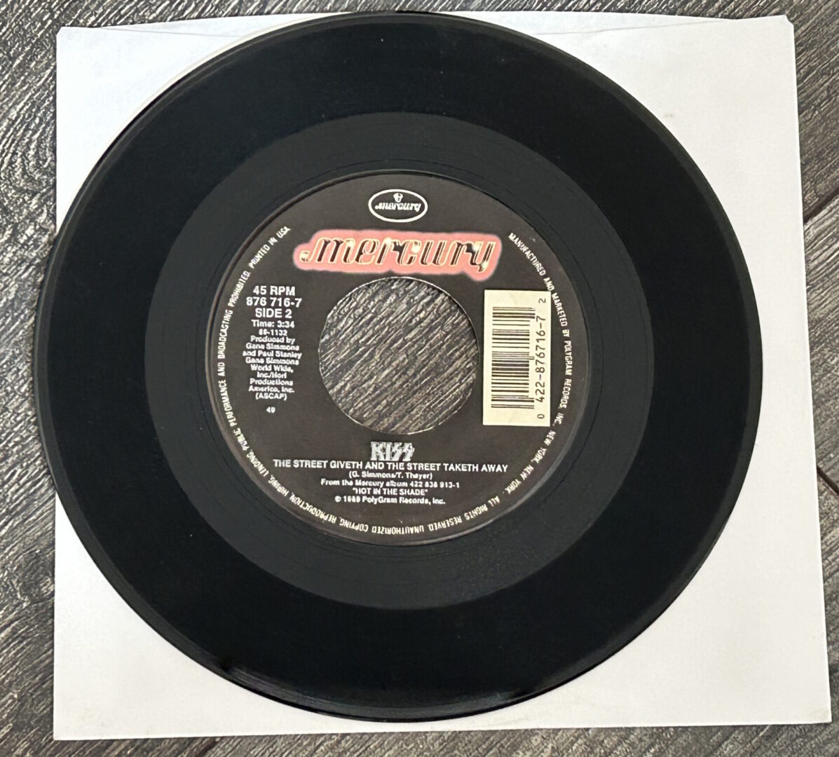 KISS Vinyl 7" 45 Single Forever Remix Street Giveth USA Vintage Kiss Carr Kulick