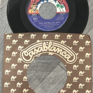 KISS Vinyl 7" Rock And Roll All Nite Live Blue Double Logo Side 2 Vintage Aucoin