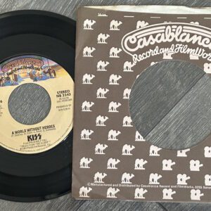 KISS Vinyl 7" 45 World Without Heroes Dark Light USA Vintage Kiss Aucoin Elder