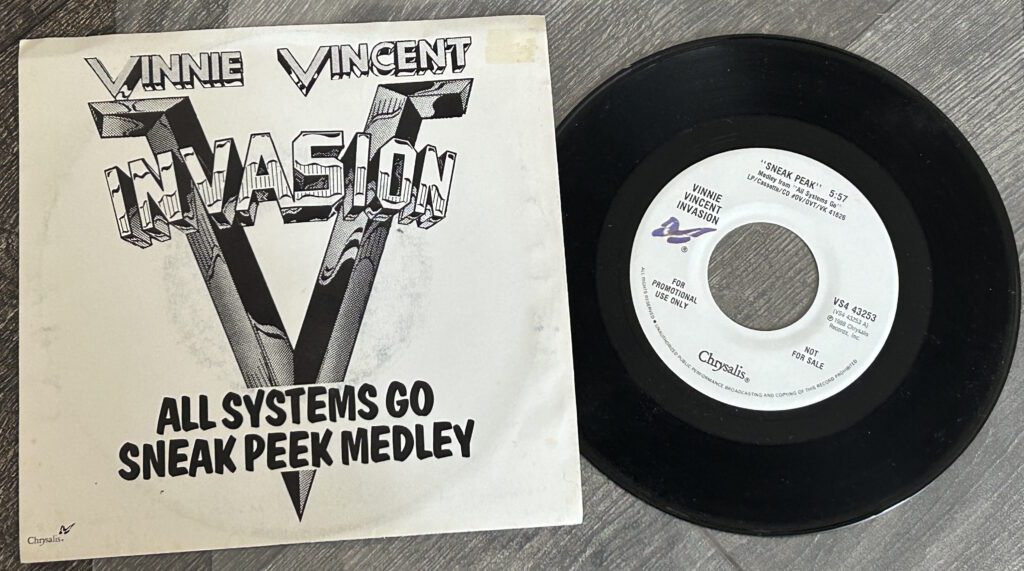 Kiss Vinyl 7" 45 VINNIE VINCENT INVASION Promo Sneak Peak USA Vintage Kiss