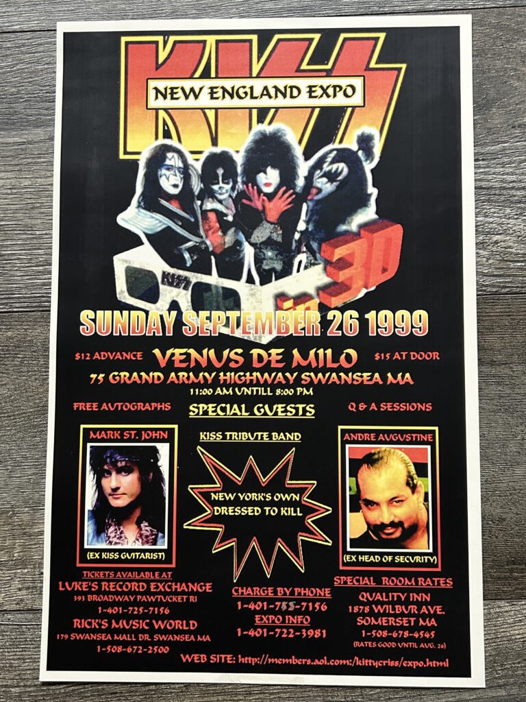 KISS Poster New England Expo Mark St. John Sept 26 1999 Vintage Kiss Memorabilia