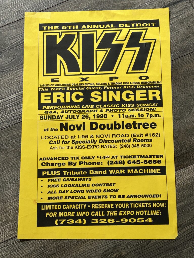 KISS Poster Detroit Expo 5th Annual Eric Singer 1998 Vintage Kiss Memorabilia
