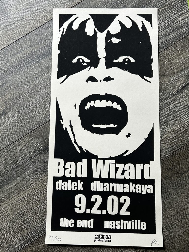 KISS Concert Poster Gene Simmons Bad Wizard 2002 Nashville #20/40 Vintage Kiss