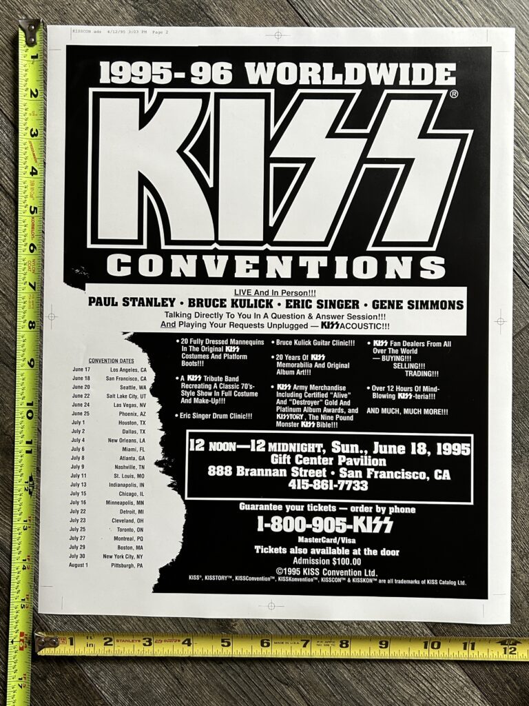 KISS Concert Poster Proof San Francisco Unplugged Convention Tour Vintage Kiss