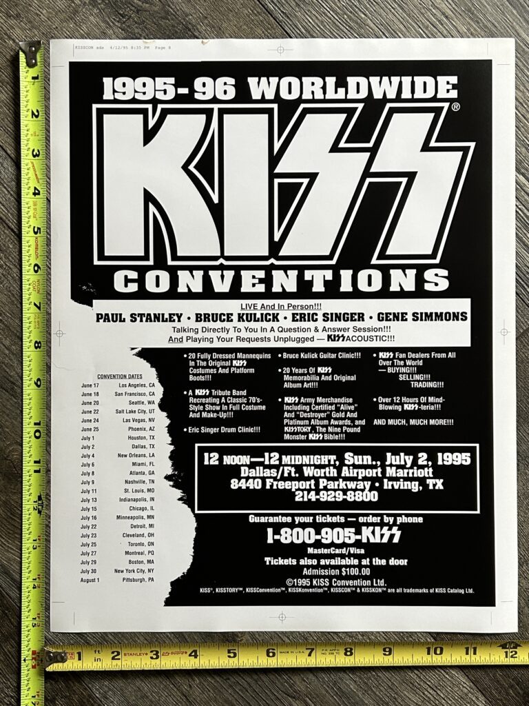 KISS Concert Poster Proof Dallas Ft Worth Unplugged Convention Tour Vintage Kiss