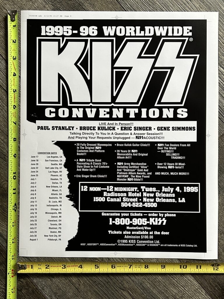 KISS Concert Poster Proof New Orleans Unplugged Convention Tour '95 Vintage Kiss